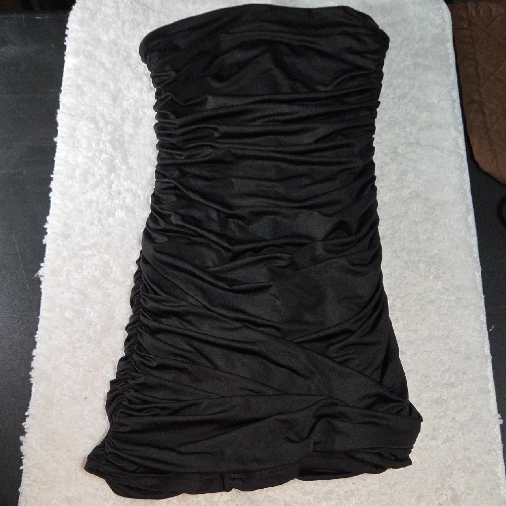 Streetwear Society Black Strapless Ruched Bodycon Dress